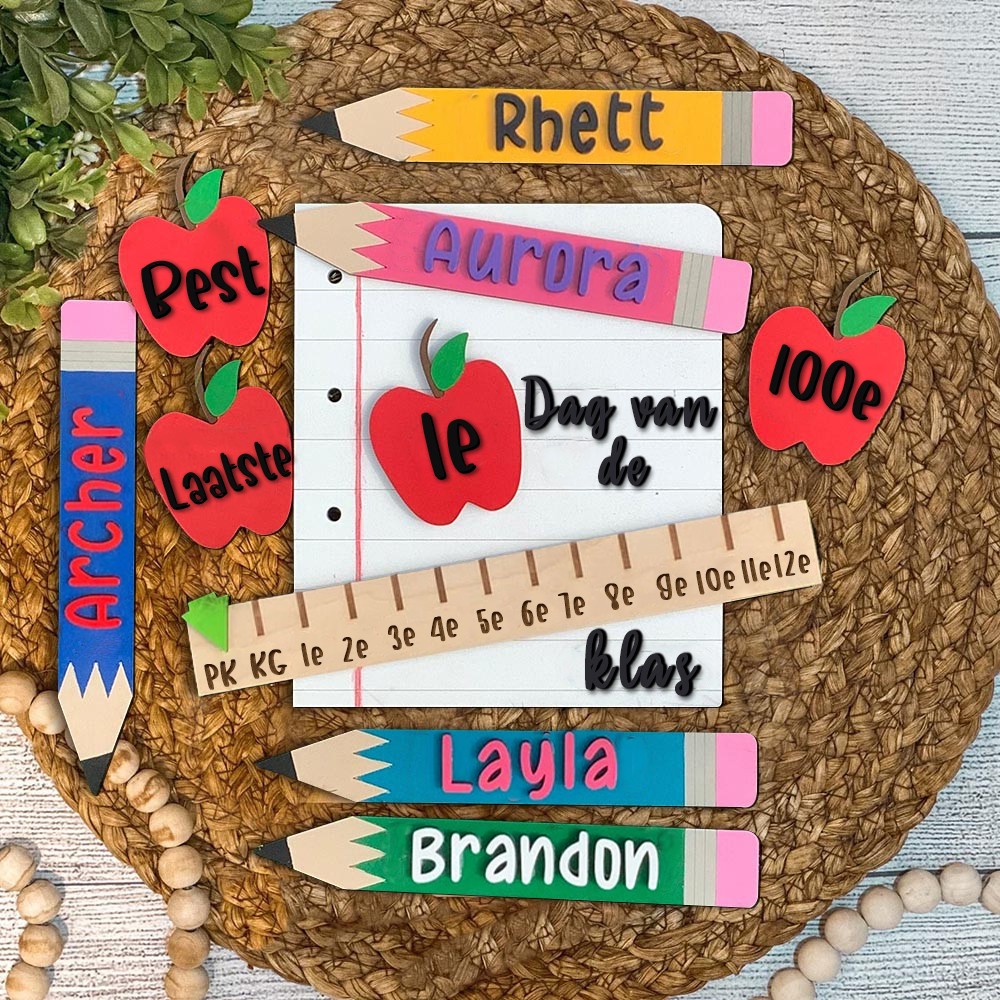 Gepersonaliseerd bord voor de eerste/100e/laatste dag, verwisselbaar bord voor de start van het schooljaar, unieke foto-accessoires voor kinderen