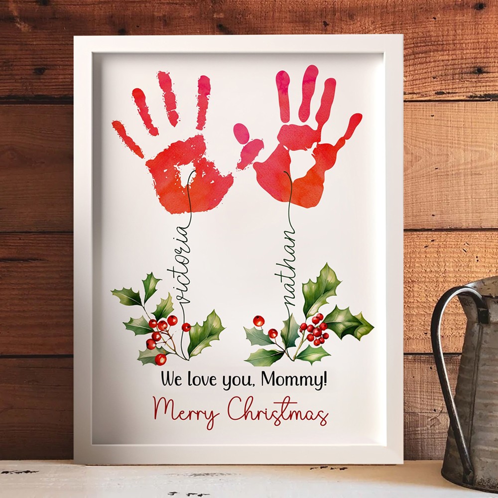 Gepersonaliseerd DIY handafdruk houten mama frame cadeau voor mama oma kerstcadeau