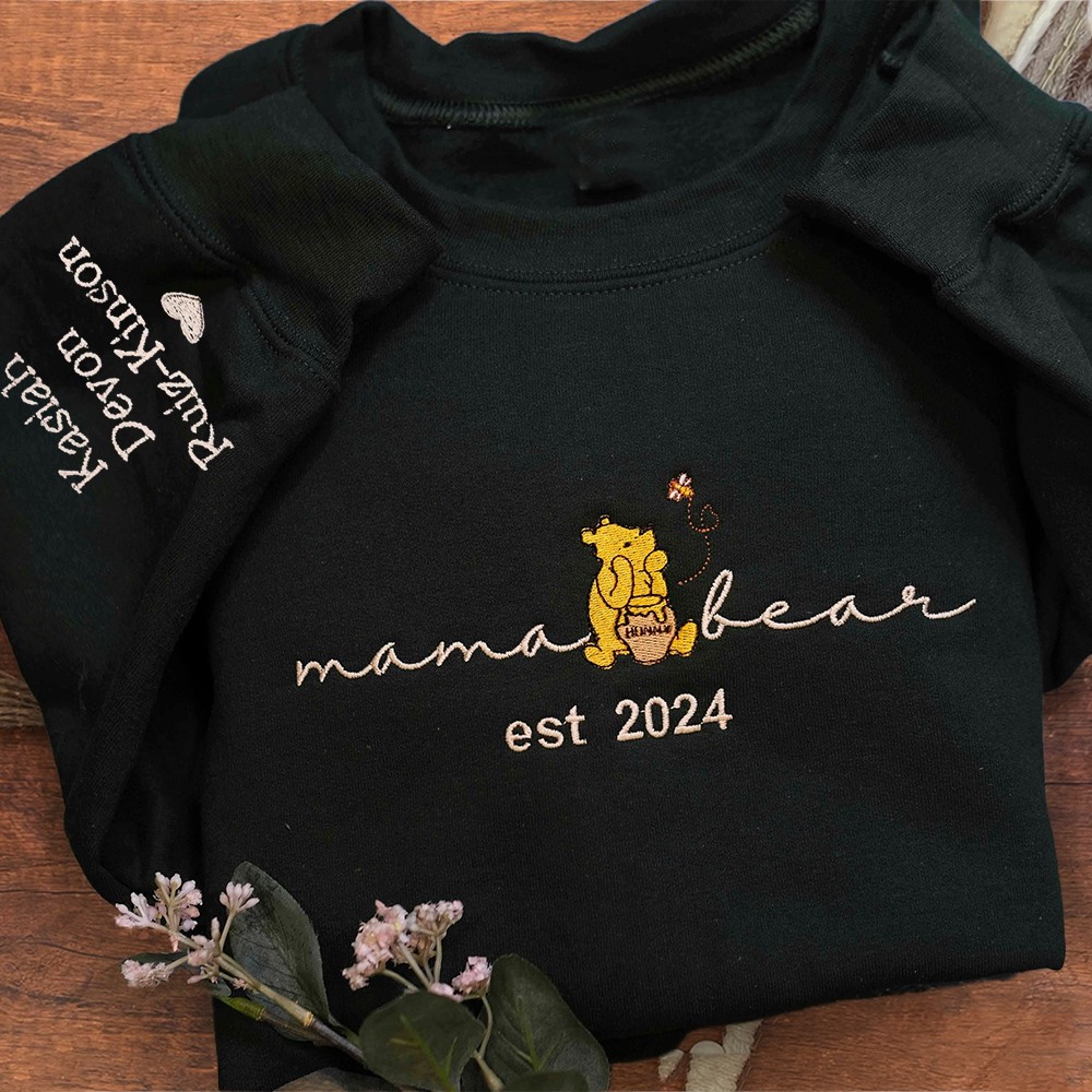 Gepersonaliseerde Mama Bear Geborduurde Sweatshirt Hoodie Met Namen Herinneringscadeau Voor Mama Kerstcadeau-ideeën
