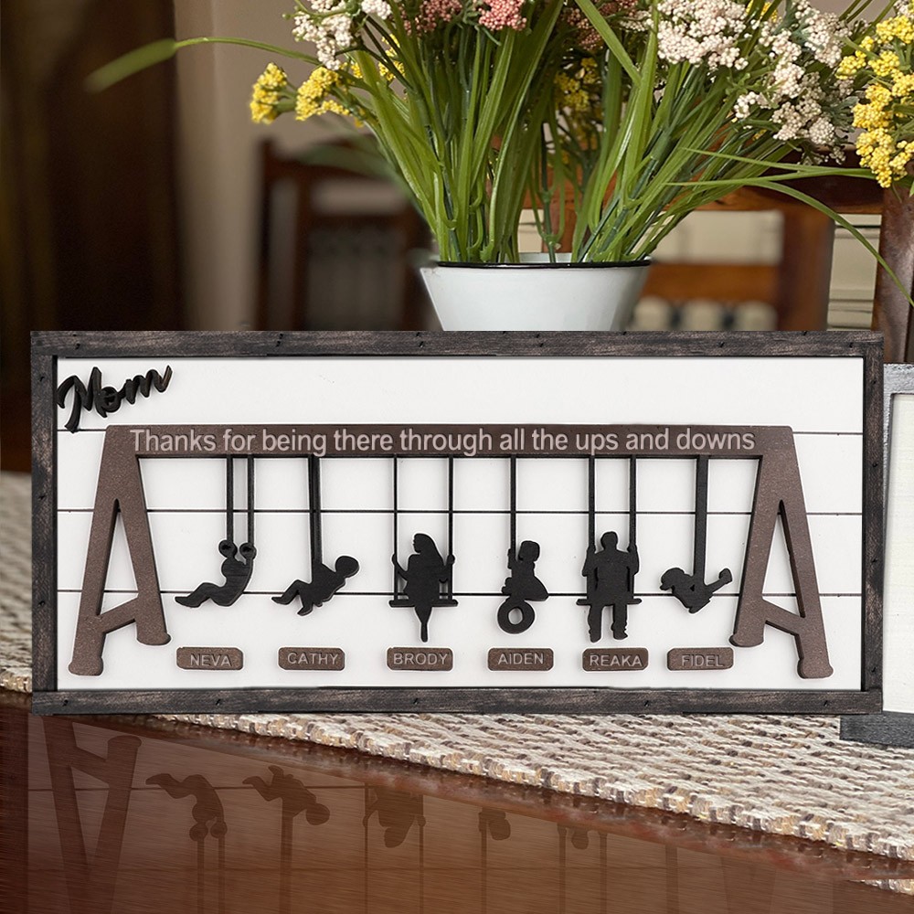 Aangepast houten schommelsetbord voor Moederdagcadeau Familiegeschenken
