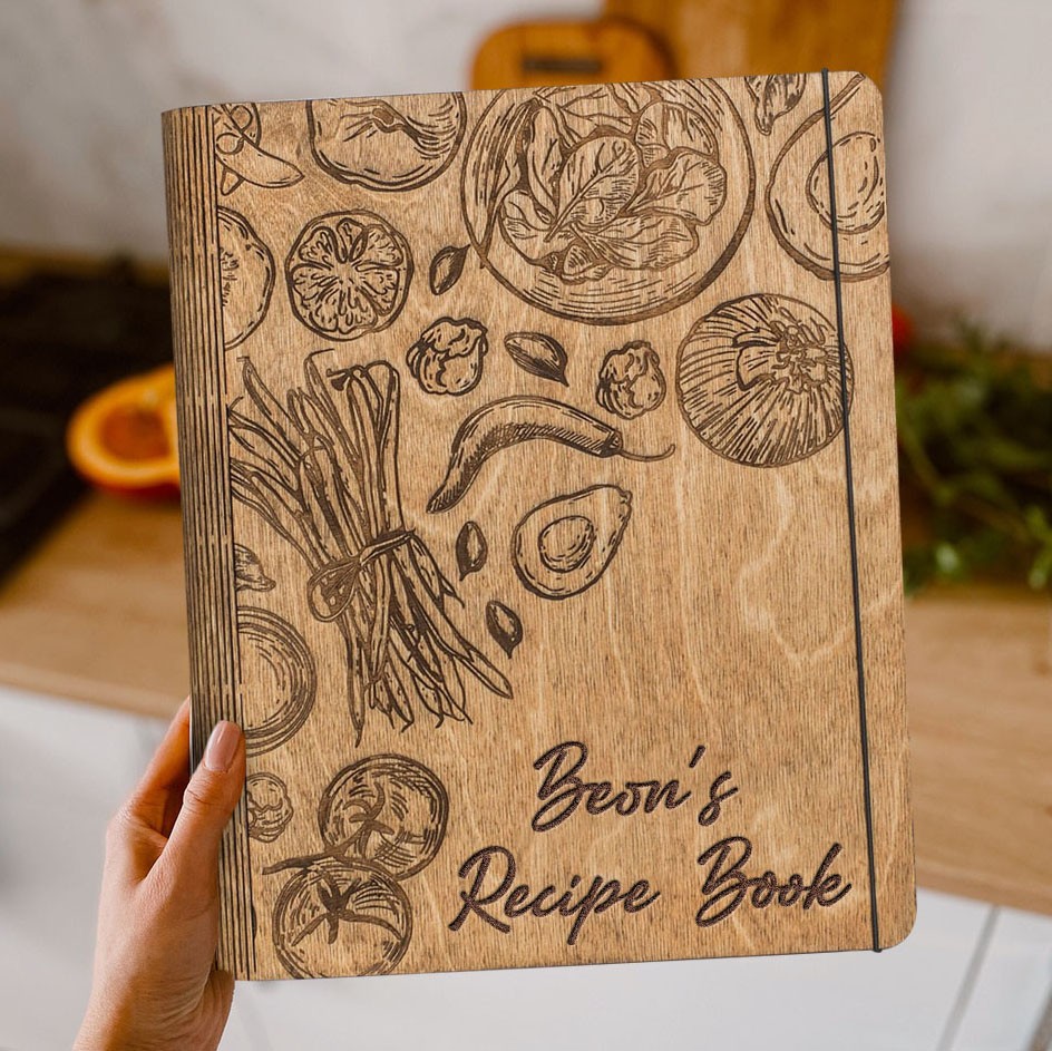 Aangepast dagboek kookboek notitieboek houten receptenboek blanco map cadeaus voor moeder kerstcadeau-ideeën