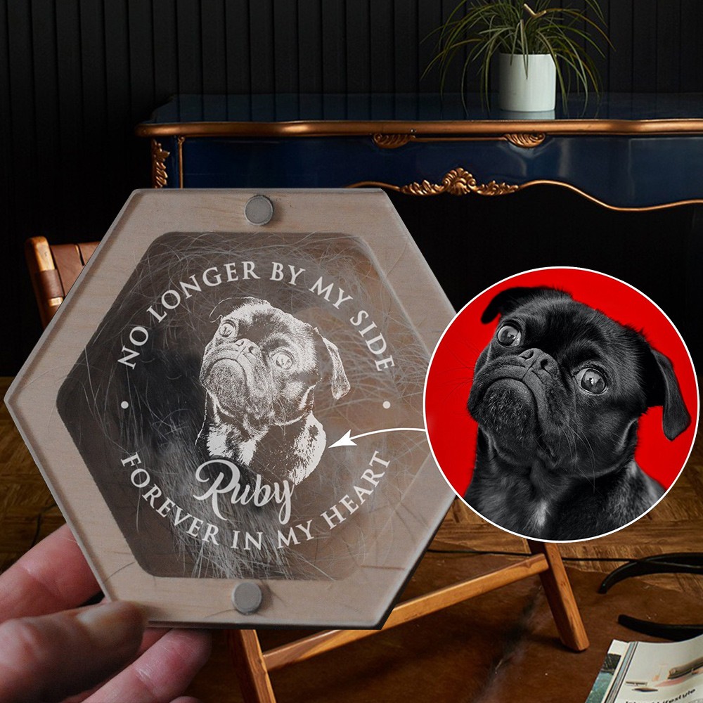 Gegraveerde doos voor huisdierhaar-herdenking voor huisdierliefhebbers Gepersonaliseerd hondenportretgeschenk Cadeau voor verlies van huisdier Uniek kerstcadeau