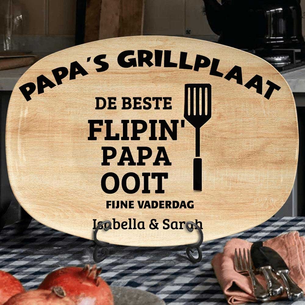 Persoonlijk gegraveerd BBQ-bord voor papa met de tekst "De beste papa aller tijden", met de namen van de kinderen, een cadeau voor papa, een uniek Vaderdagcadeau