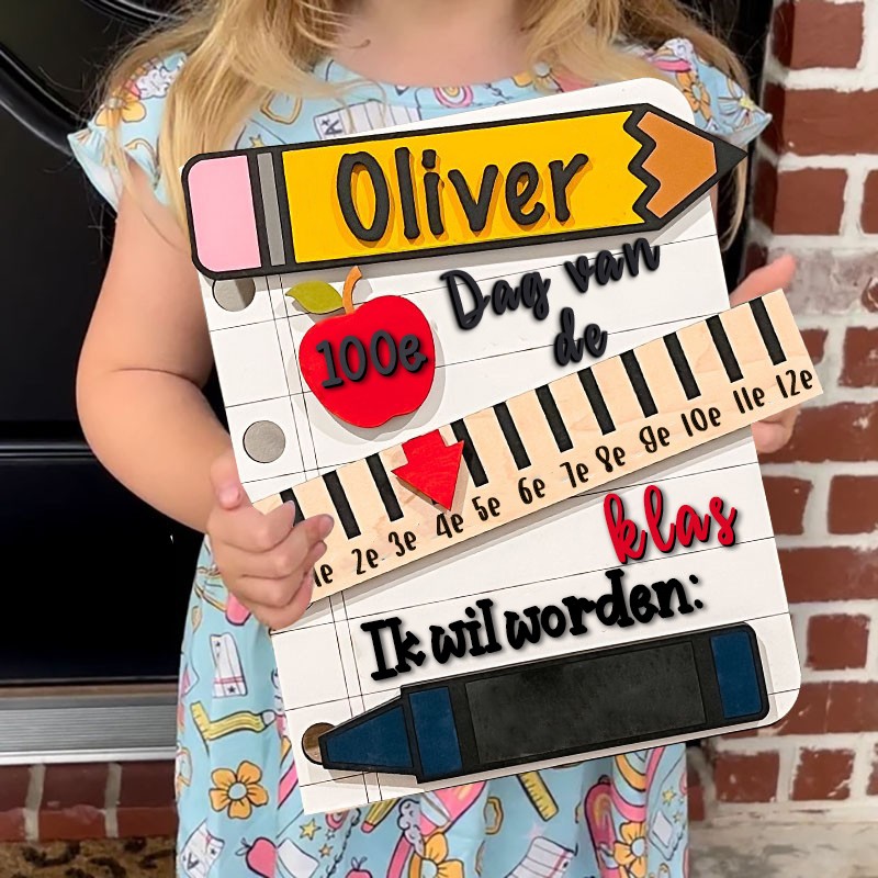 Aangepast bord voor de eerste/100e/laatste dag met handschrift, blanco krijtbordfoto-accessoire, verwisselbare cadeaus voor de start van het schooljaar voor kinderen