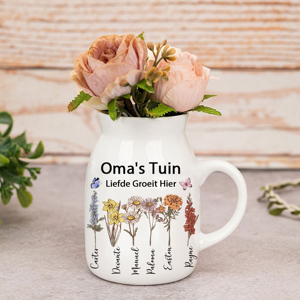 Gepersonaliseerde Aquarel 'Oma's Tuin' Poster | Met Namen van Kleinkinderen | Uniek Cadeau voor Oma | Moederdag & Verjaardag