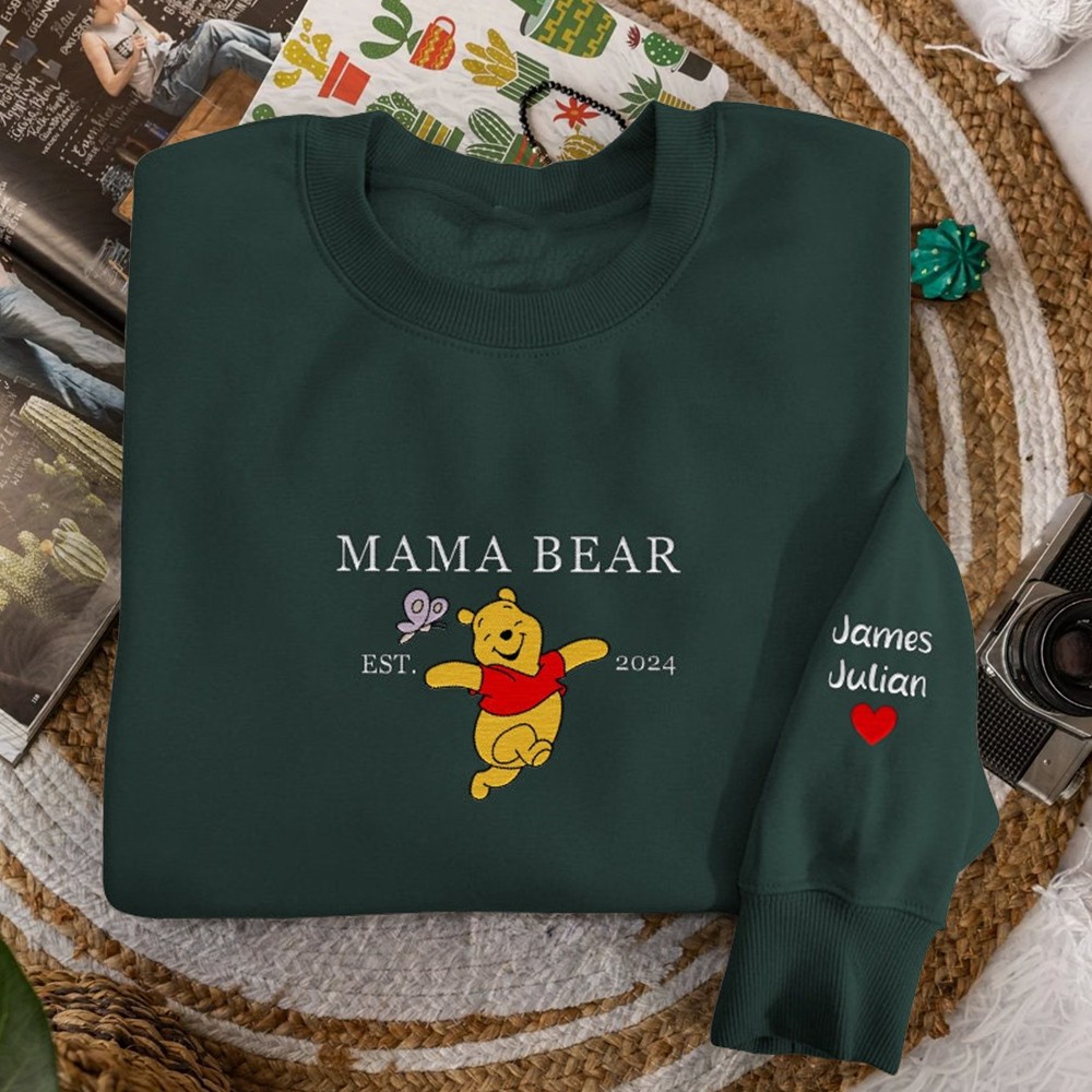 Aangepaste Mama Bear Geborduurde Sweatshirt Hoodie Met Vlinder Cadeau Voor Mama Unieke Kerstcadeau Ideeën