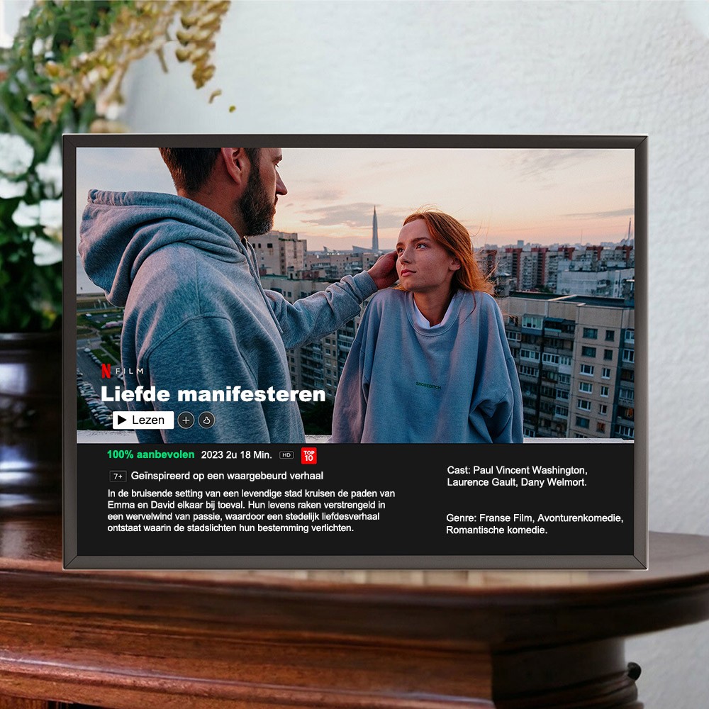 Gepersonaliseerde fotoafdruk van een koppel, Netflix-filmaffiche, gepersonaliseerde poster voor koppels, aanpasbare filmaffichelijst, Valentijnsdagcadeau, jubileumcadeau, verjaardagscadeau voor haar
