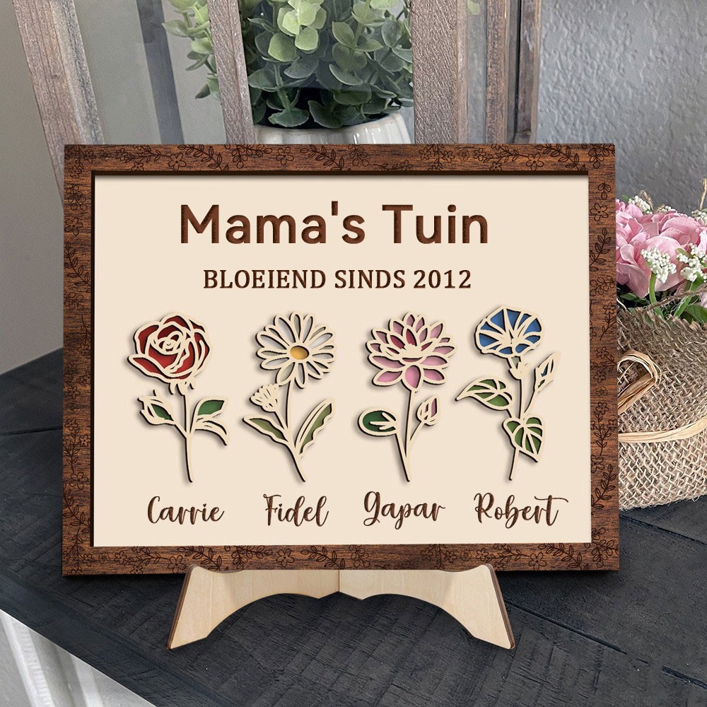 Gepersonaliseerde Mama's Tuin Bloeiende Geboortebloem Lijst Houten Naam Bord Met Kinder Namen Unieke Familie Cadeaus voor Mama Oma Moederdag Cadeau Ideeën