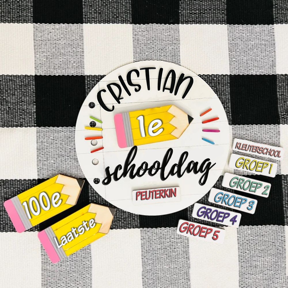 Eerste/100e/Laatste schooldag verwisselbaar bord voor terug naar school, gepersonaliseerde fotoprop voor kinderen