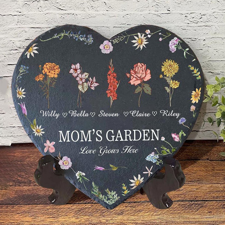 Gepersonaliseerde Moeders Tuin Liefde Groeit Hier Geboorte Bloem Plaquette Met Kindernamen Kerstcadeau Herinneringscadeau voor Moeder Oma