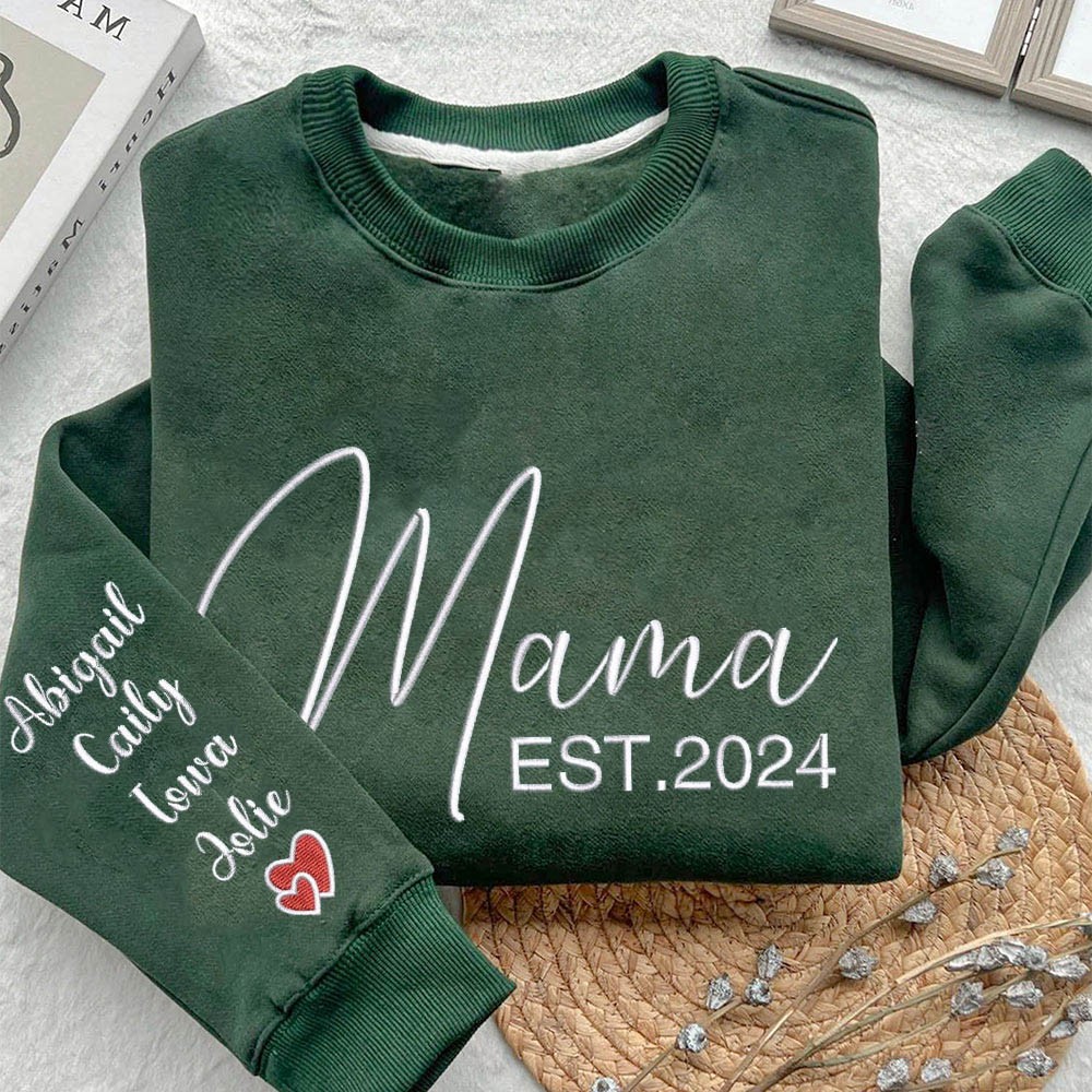 Gepersonaliseerde Mama Geborduurde Sweatshirt Hoodie Met Namen Cadeau Voor Mama Oma Kerstcadeau Ideeën