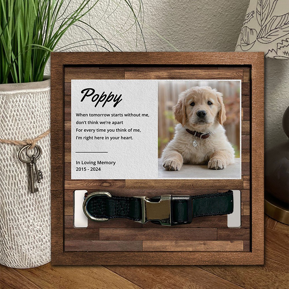 Gepersonaliseerde herdenkingshalsband voor huisdieren van hout met foto als aandenken voor dierenliefhebbers