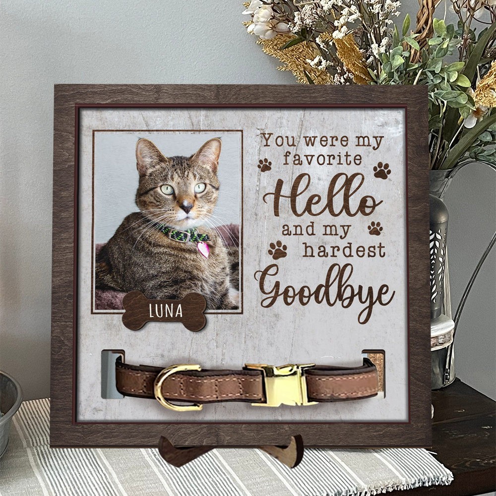 Aangepaste houten hondenherdenkingslijst met halsbandhouder, cadeau ter nagedachtenis aan uw huisdier, aandenken aan een dierenliefhebber