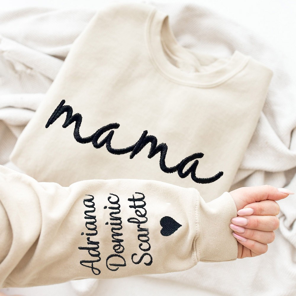 Gepersonaliseerde Mama Geborduurde Sweatshirt met kindernamen Moederdag Cadeau-ideeën