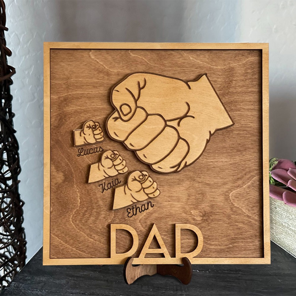 Gepersonaliseerd vuiststootframebord voor papa Aangepast handgemaakt cadeau Ideeën voor cadeaus voor Vaderdag