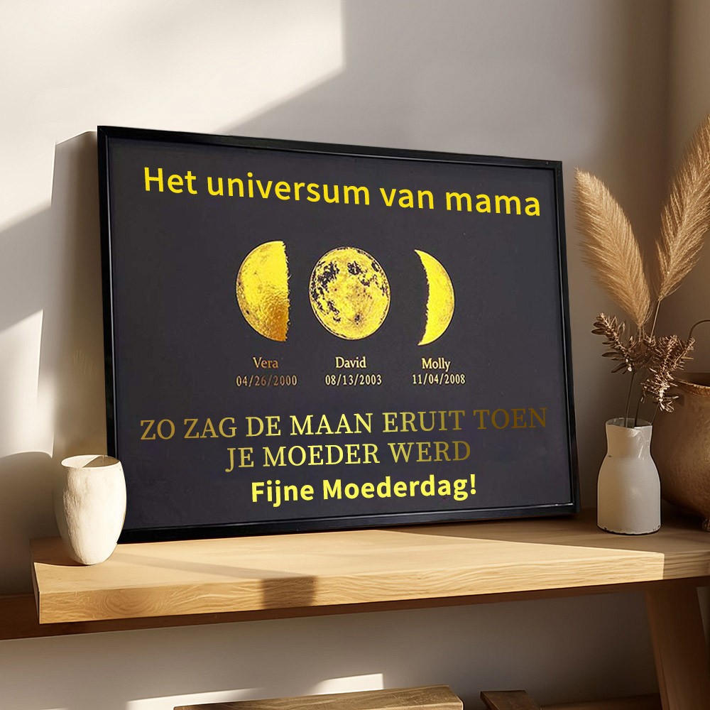 Gepersonaliseerde Mommy's Universe Maanfase Print Frame Herinneringscadeaus Voor Moeder Oma