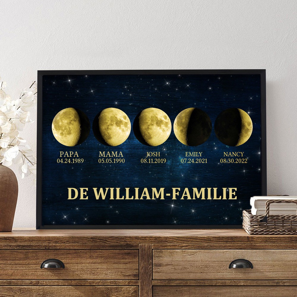 Aangepaste familie maanfase print frame betekenisvolle geschenken voor moeder oma Moederdag cadeau-ideeën