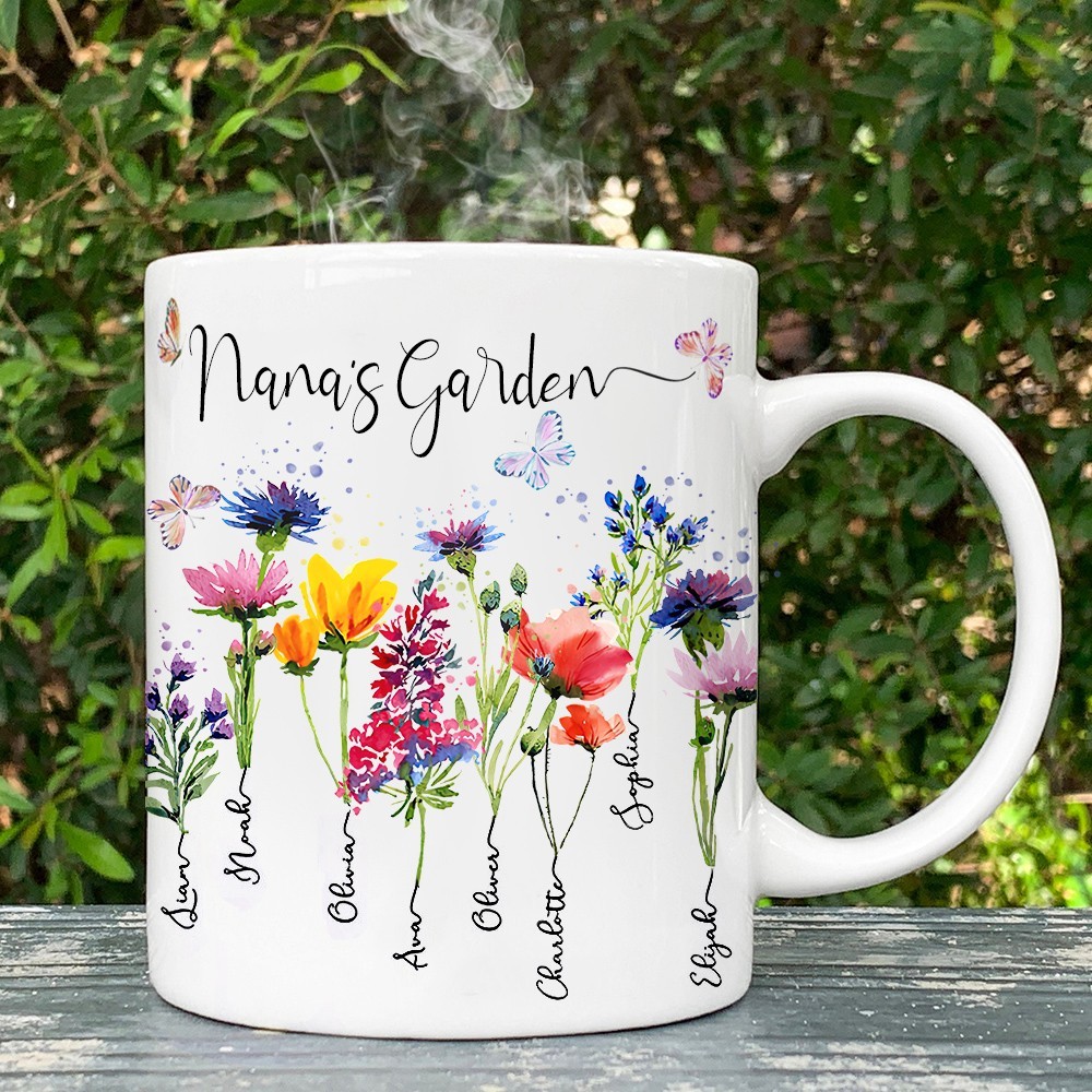 Gepersonaliseerde geboortebloemprintkunstmok voor oma en moeder