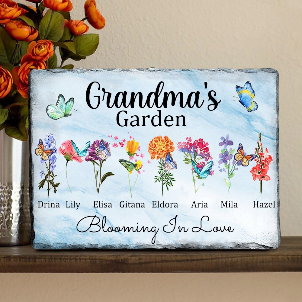 Gepersonaliseerde oma's tuin geboortebloem decoratieve plaquette