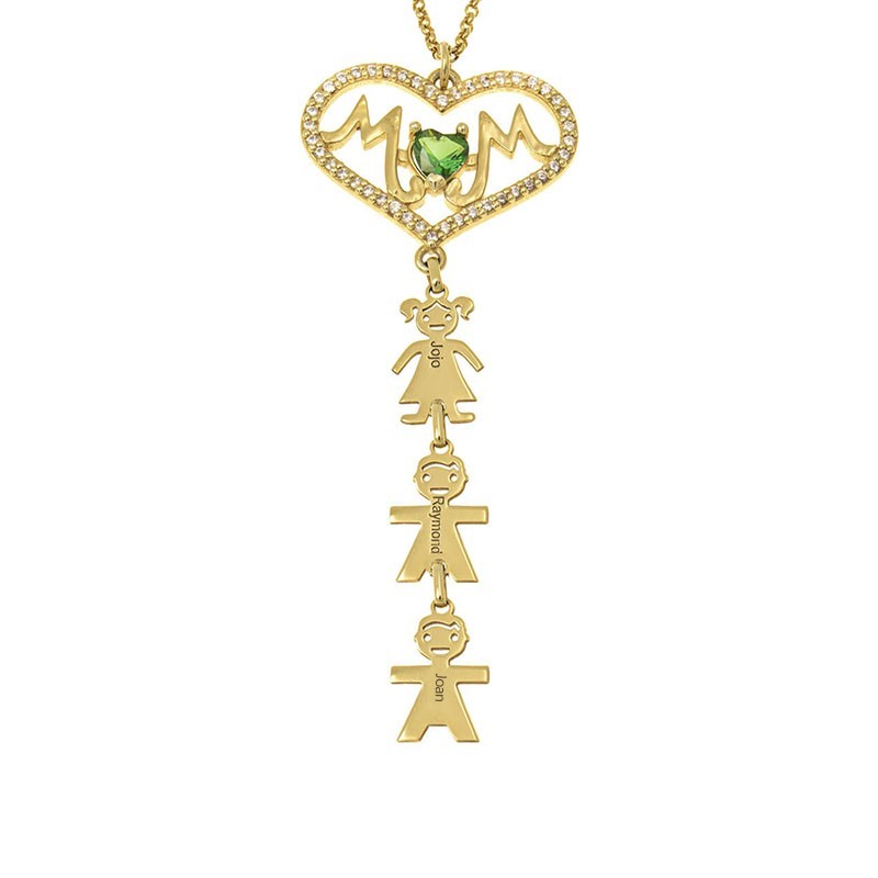 Gepersonaliseerde moeder geboortesteen ketting met kindernaam bedels Moederdag cadeau-ideeën