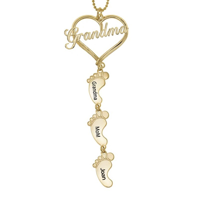 Gepersonaliseerde Babyvoeten Hangers Oma Naam Ketting Verjaardagscadeau Voor Oma