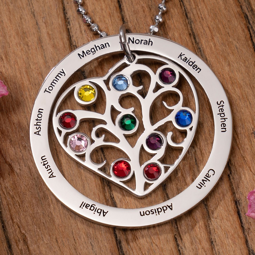 Gepersonaliseerde 1-10 Geboortestenen Stamboom Namen Ketting Perfect Cadeau Voor Moeder Oma Moederdag Cadeau Ideeën