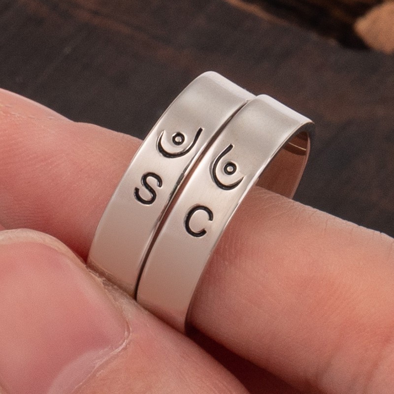 Gepersonaliseerde sentimentele bijpassende ring voor koppels