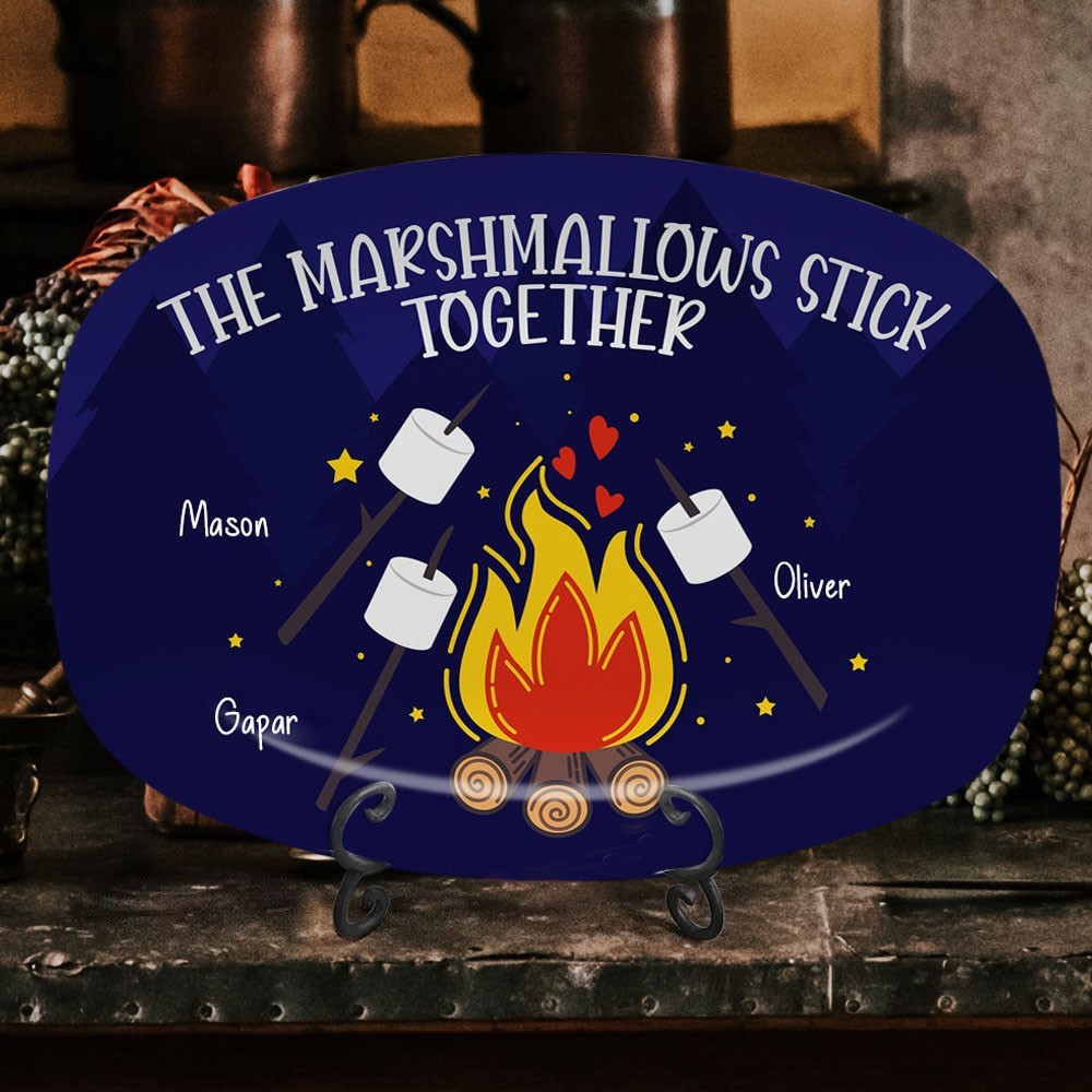 Gepersonaliseerd The Marshmallows Stick Together Plate Vaderdagcadeau