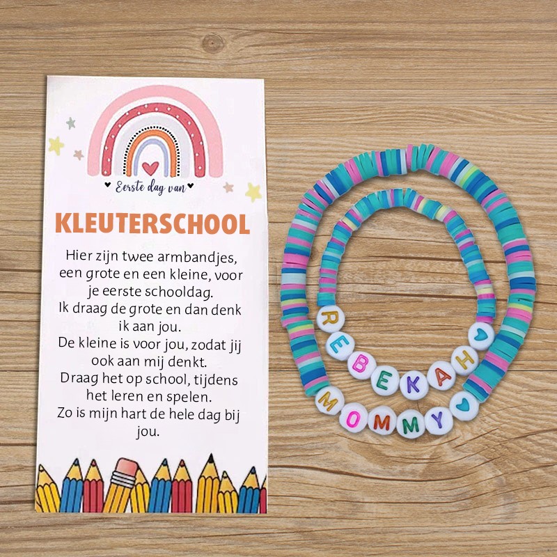 Eerste dag van de kleuterschool Mama en ik bijpassende hartarmband Terug naar school cadeaus voor kinderen