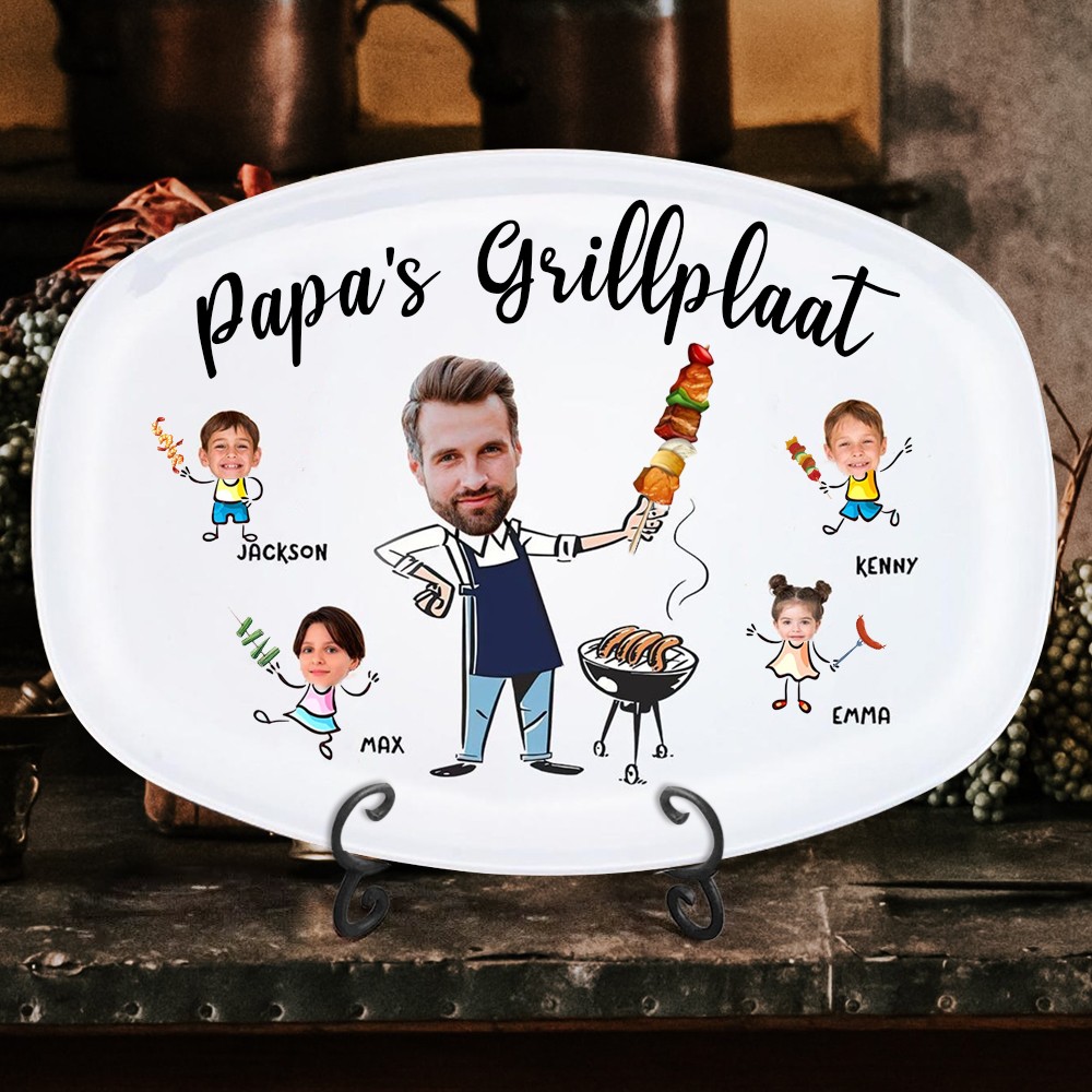 Gepersonaliseerde grillplaat voor op het gezicht, grillplaat voor papa, gepersonaliseerde grillplaat voor kinderen voor op het gezicht, cadeau voor papa van kinderen, uniek cadeau voor Vaderdag