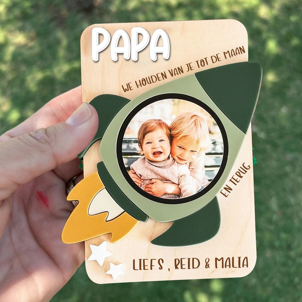 Gepersonaliseerde ruimtekoelkastfotomagneet, aangepaste fotomagneet voor vader, koelkastmagneet voor opa, fotomagneet, unieke fotolijstmagneet als cadeau