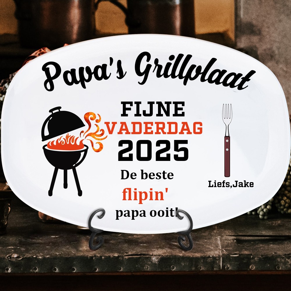 Gepersonaliseerde grillplaat voor papa, cadeau voor Vaderdag van kinderen. Herinneringsgeschenk voor papa/opa met grillplaat.