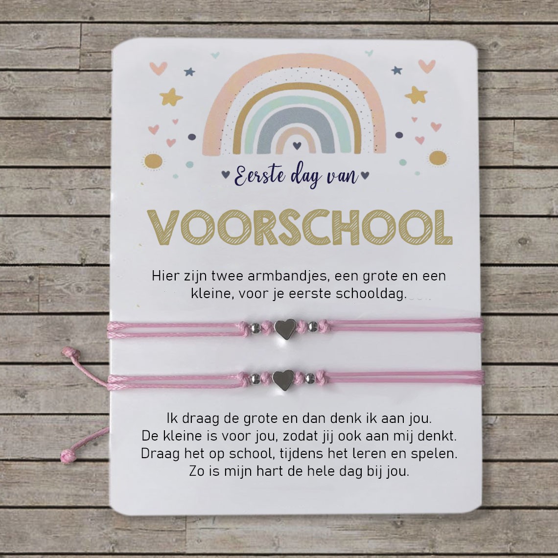 Eerste dag van de kleuterschool bijpassende armbanden voor mama en mij, armband voor terug naar school voor kinderen