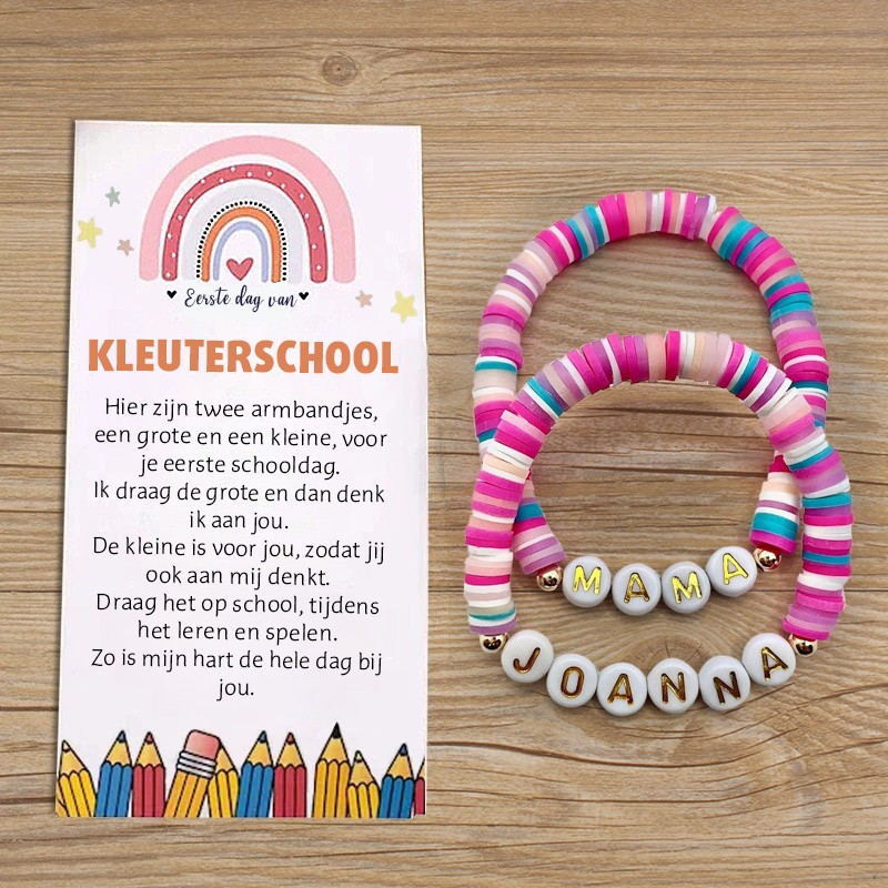 Eerste dag van de kleuterschool Mama en ik bijpassende hartarmband Terug naar school cadeaus voor kinderen