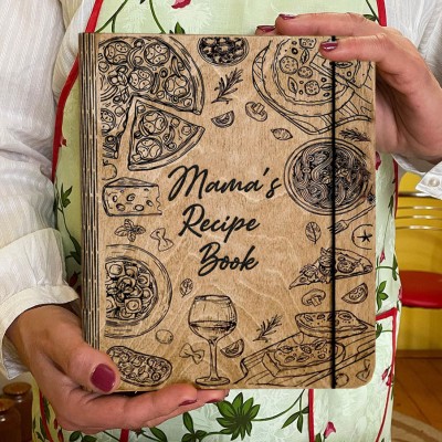 Gepersonaliseerd houten receptenboek, blanco map, unieke cadeaus voor moeders, kerstcadeau-ideeën