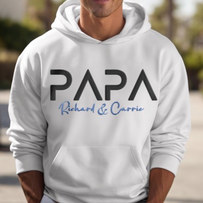 Gepersonaliseerde Papa Geborduurde Hoodie Sweatshirt Met Kindernamen Cadeaus Voor Papa Vaderdag Cadeaus