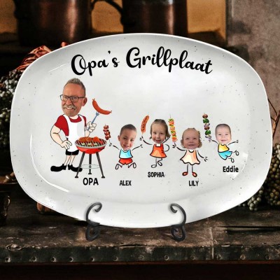 Gepersonaliseerd barbecuebord voor papa met foto en namen van de kinderen, leuke keukencadeaus voor papa, uniek Vaderdagcadeau-idee