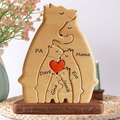 Gepersonaliseerde knuffelberen houten familiepuzzels blokken Uniek familieblok cadeau voor moeder en oma Moederdag cadeau