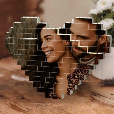 Gepersonaliseerde Hartvormige Fotopuzzel Bouwsteen Aandenken Cadeau voor Koppels Valentijnsdag Cadeaus voor Haar Verjaardagscadeau