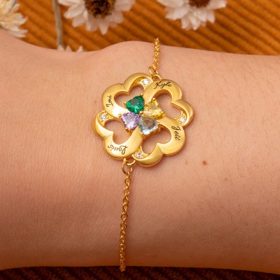 Gepersonaliseerde namenarmband met geboortestenenontwerp, aandenken voor moeder, oma, nieuwe moeder, cadeau-ideeën