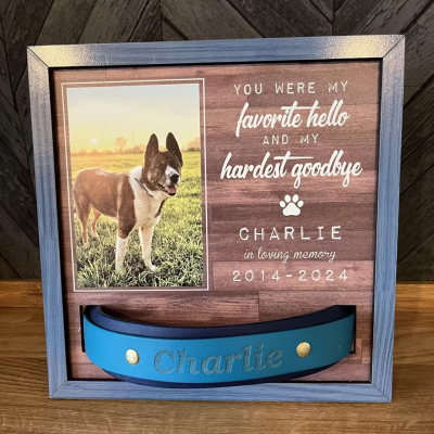 Gepersonaliseerd huisdierhalsbandframe van hout voor dierenliefhebbers, hondenmedelevengeschenk