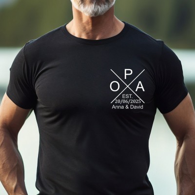 Op maat geborduurd Opa T-shirt sweatshirt hoodie met de naam van het kind geborduurd op de mouwen met een jaartal als aandenken cadeau voor papa Vaderdag cadeau-idee