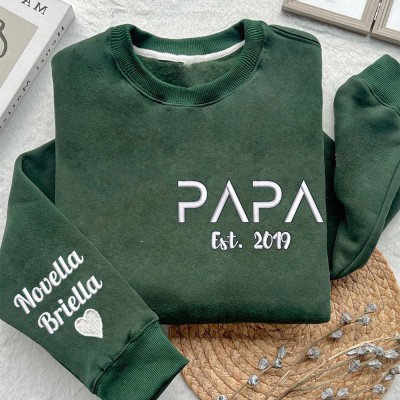 Gepersonaliseerde Papa Geborduurde Sweatshirt Hoodie Unieke Vaderdag Cadeau Ideeën Beste Cadeau Voor Papa