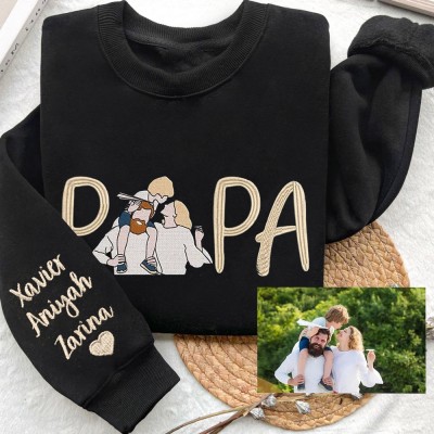 Aangepaste Papa Geborduurde Sweatshirt Hoodie Met Foto Familie Cadeau Voor Papa Vaderdag Cadeau Ideeën