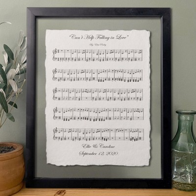 Gepersonaliseerde leren bladmuziek kunstdruklijst Huwelijksjubileumcadeau voor vrouw en echtgenoot Herinneringscadeau voor koppels