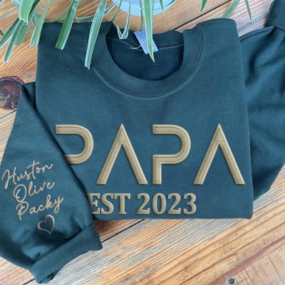 Aangepaste Papa Sweatshirt Met Geborduurde Kindernamen Uniek Cadeau Voor Papa Vaderdag Cadeau-ideeën