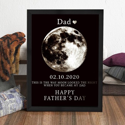Gepersonaliseerde maanfaseprint houten frame bord voor papa Vaderdag cadeau-ideeën