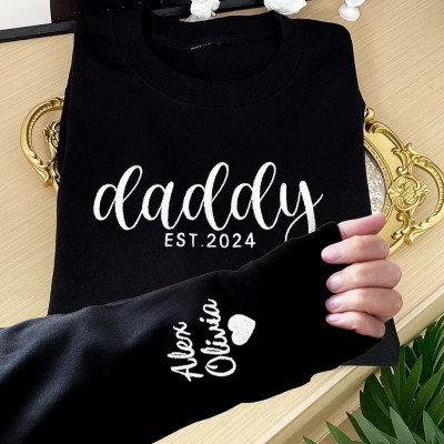 Gepersonaliseerde Daddy Geborduurde Sweatshirt Hoodie Met Datum Unieke Vaderdag Cadeau-ideeën