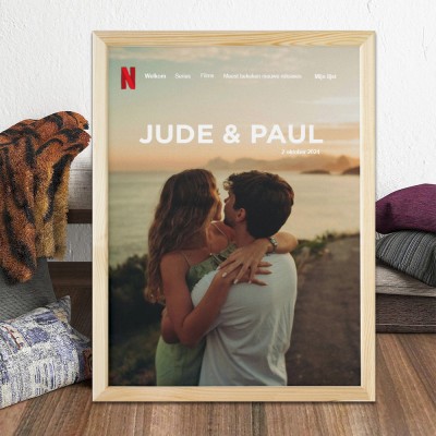 Aanpasbare Netflix-fotofilmposter Gepersonaliseerde wanddecoratie Cadeau met naam Uniek aandenken voor koppels Valentijnsdagcadeau Jubileumcadeau voor koppels