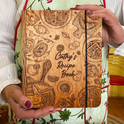 Houten receptenboekbinder Aangepast dagboek Kookboeknotitieboek Familie-aandenken Geschenken Kerstcadeau